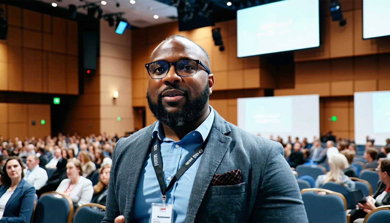 Jeet D'mann speaking at a conference on workplace psychology